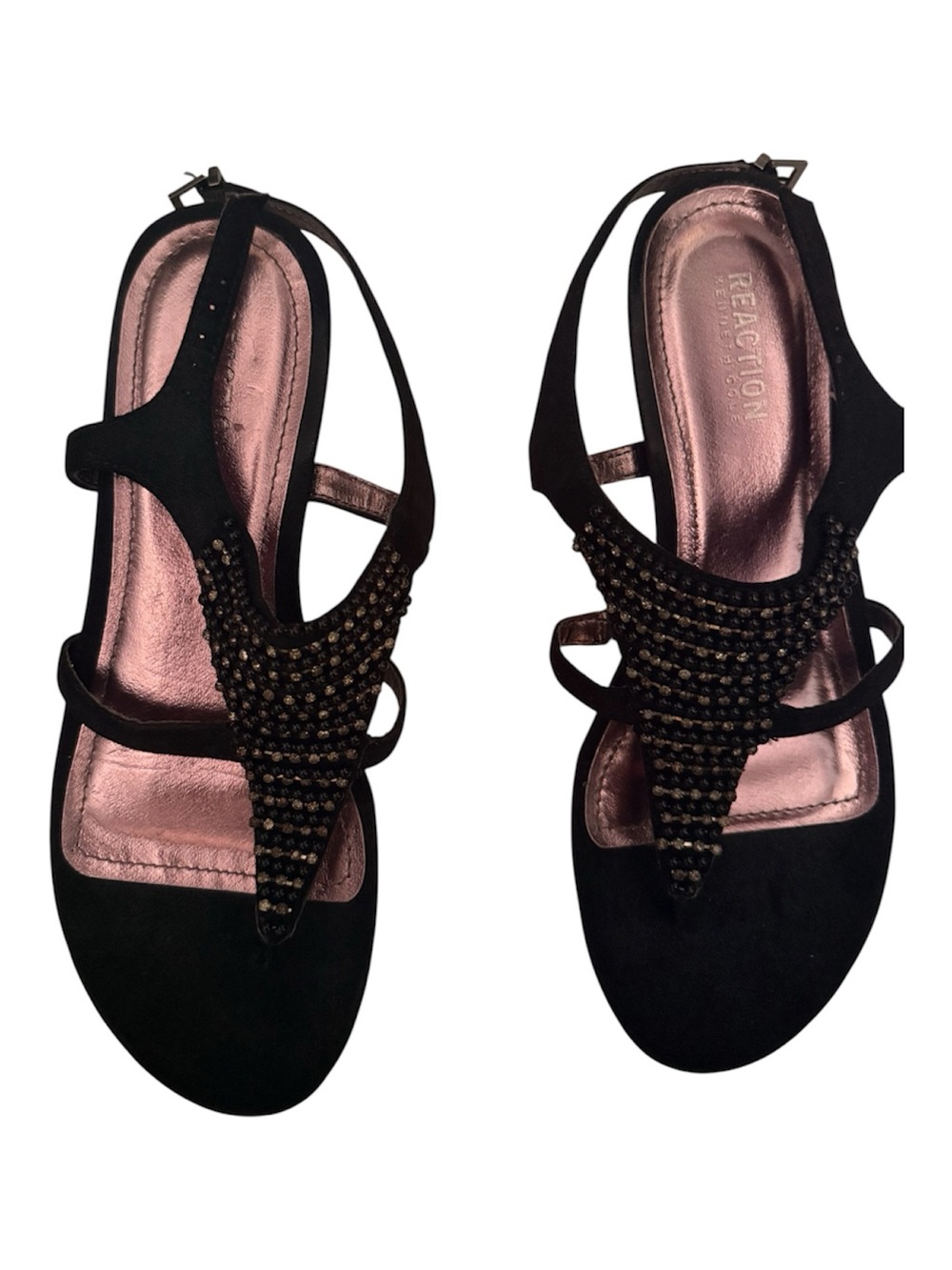 Reaction Black Beaded Slingback Sandals - Women